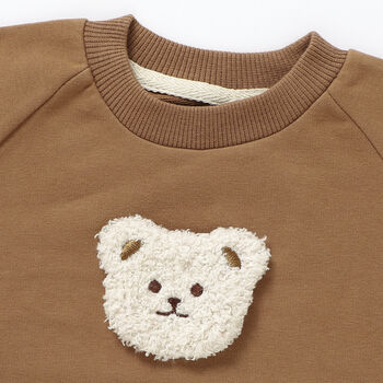 Teddy Bear Organic Cotton Baby Sweatshirt Sweater Top, 5 of 5