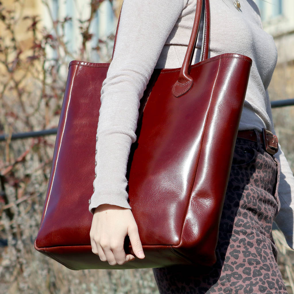 Ladies Personalised Initials Vintage Leather Tote Bag By The British ...