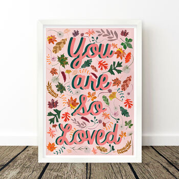 You Are So Loved Pink Woodland Nursery Print, 5 of 8