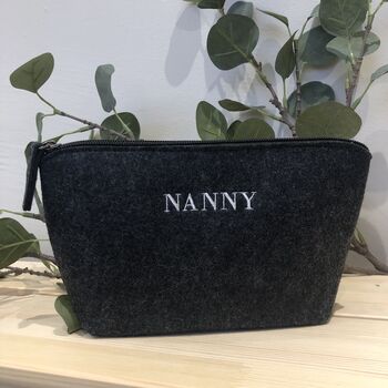Charcoal Personalised Makeup Bag Small, 2 of 2