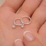 Sterling Silver Star Charm Huggie Sleeper Hoop Earrings – 10mm, thumbnail 2 of 8