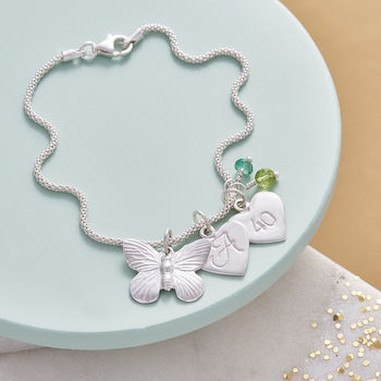 Butterfly Charm Bracelet With Birthstones, 2 of 12