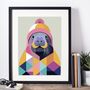 Cosy Walrus Portrait Illustration Art Print, thumbnail 1 of 3