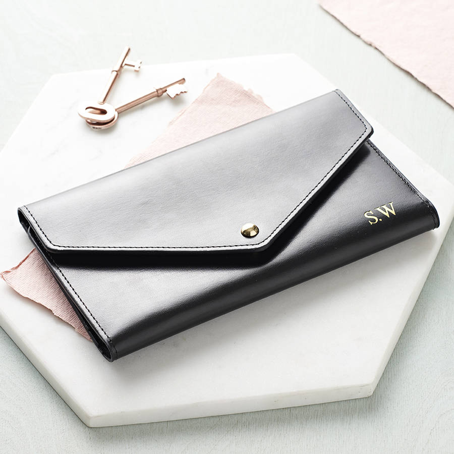 Personalised Leather Travel Envelope Document Holder By HA Designs