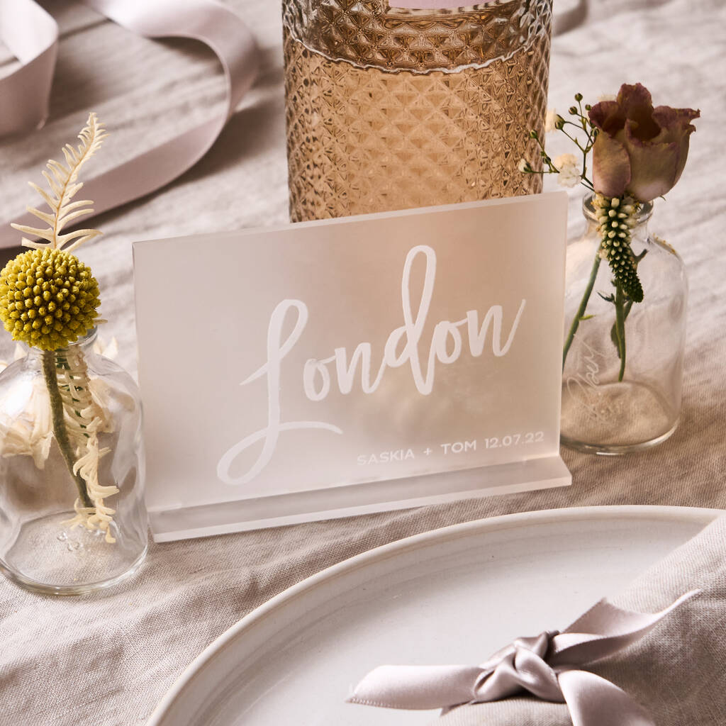Personalised Frosted Wedding Table Names, 1 of 3