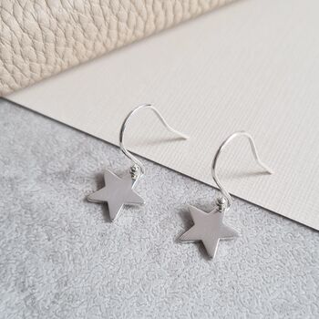 Sterling Silver Star Drop Earrings, 2 of 7