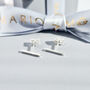 Silver Rectangular Bar Stud Earrings, thumbnail 1 of 9