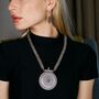 Long Silver Disc Statement Pendant Necklace Jewellery, thumbnail 4 of 7