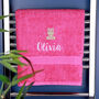 Personalised Pink Hippo Children's Bath Towel, thumbnail 1 of 12
