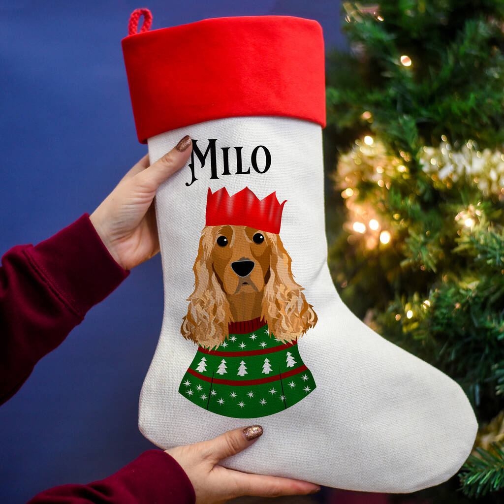 Personalised Party Dog Christmas Present Stocking, 1 of 12