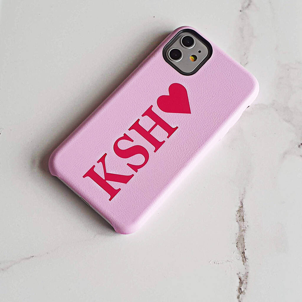 Hot Pink And Baby Pink Monogram Faux Leather Phone Case By Rianna