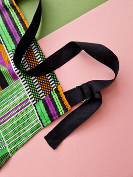 African Print Apron | Green Kente Kofi Print, 5 of 5