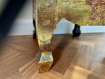 Hand Painted Indonesian Elephant Side Table Hand Carved, 4 of 12