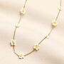 Stainless Steel White Daisy Beaded Charm Necklace In Gold Plating, thumbnail 1 of 2