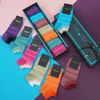 Retro Stripe Women’s Trainer Socks Gift Box, 3 of 3