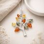 Personalised Sterling Silver Amber Tree Of Life Pendant Necklace, thumbnail 2 of 10