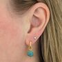 The Hexagon Amazonite Gold Plated Gemstone Earrings, thumbnail 3 of 5