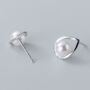 Sterling Silver Pearl Teardrop Stud Earrings, thumbnail 4 of 5