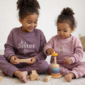 Siblings Personalised Organic Cotton Tracksuit Brother Or Sister, 3 of 7