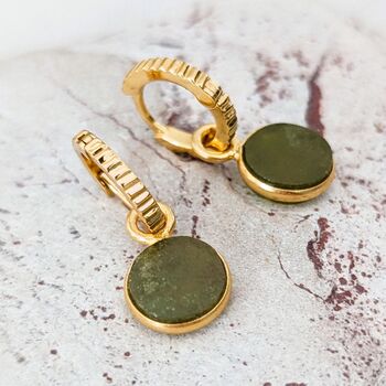 Circle Peridot August Birthstone Earrings, Gold, 2 of 7