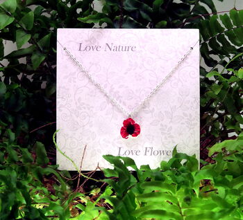 Poppy Red Flower Pendant Necklace, 4 of 7