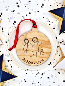 Personalised Wooden Child's Drawing Bauble, 7 of 12