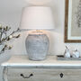 Large Ribbed Pale Grey Distressed Table Lamp Base, thumbnail 11 of 12
