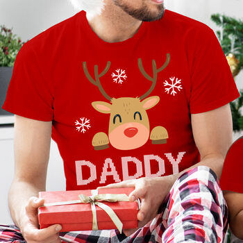 Reindeer Family Matching Red Christmas T Shirts, 3 of 5