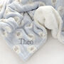 Personalised Blue Teddy Sherpa Baby Blanket, thumbnail 3 of 10