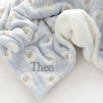 Personalised Blue Teddy Sherpa Baby Blanket, 3 of 10