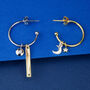 Mismatched Moon And Star Charm Hoop Earrings, thumbnail 3 of 6