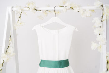 White Chiffon Flower Girl Dress With Choice Of Sash, 4 of 5
