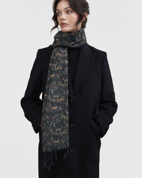 Into The Woods Green Tassel Scarf, 2 of 5