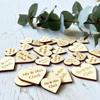 Personalised Wooden Heart Table Decoration Confetti Mix, 2 of 5