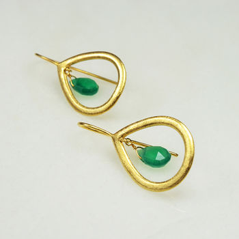 Marisa Earrings Gold And Chrysoprase, 2 of 3