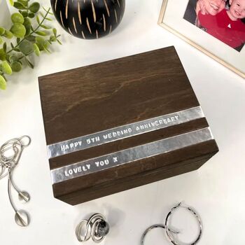 Personalised Wooden Anniversary Cufflink/Trinket Box, 4 of 11