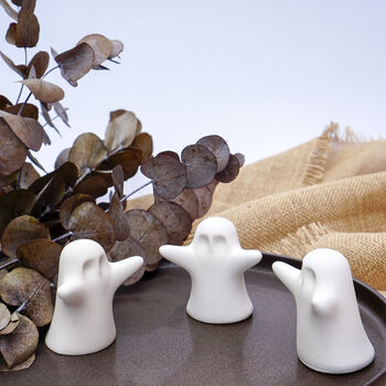 Halloween Trio Of Ghosts Concrete Ornament Set, 3 of 6