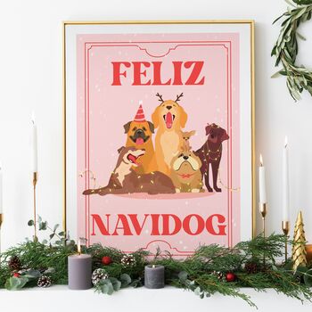 Feliz Navidog, Christmas Dog Art Print, 2 of 9