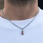 Silver Red Gemstone Pendant Necklace For Men, thumbnail 7 of 9