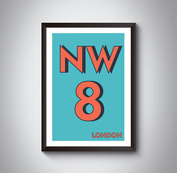 Nw8 Camden London Typography Postcode Print, 4 of 11