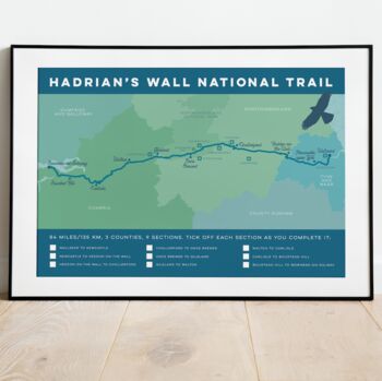 Hadrian's Wall Path Map Art Print With Tick List, 5 of 8