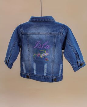 Personalised Embroidered Floral Name Denim Jacket, 2 of 7