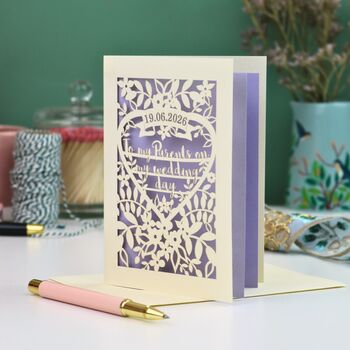 Personalised 'To My Parents On My Wedding Day' Card, 8 of 9