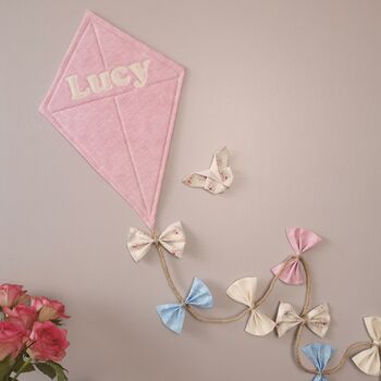 Cream Blue Pink Unisex Personalised Kite Nursery Decor, 2 of 12