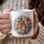 Personalised Basset Hound Summer Floral Dog Wreath Cushion And Mug Gift Bundle, thumbnail 2 of 4