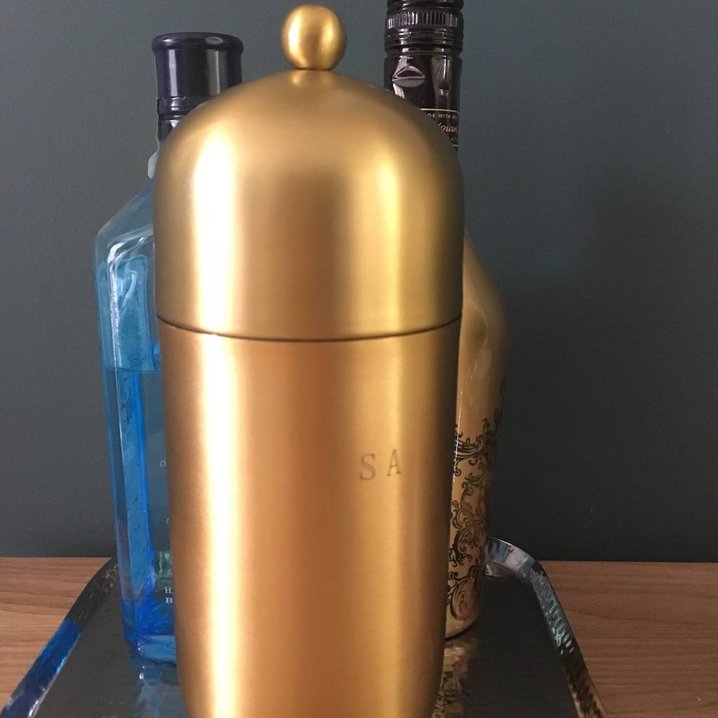 personalised brass cocktail shaker by idyll home