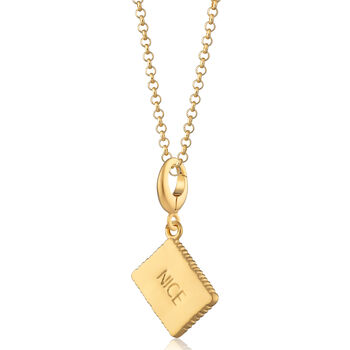 Nice Biscuit Charm Necklace, Sterling Silver Or Gold Plated, 4 of 9