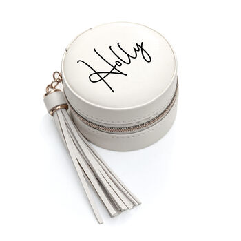 Personalised White Jewellery Case With Tassel, 6 of 6