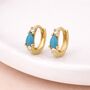 Gold Plated Sterling Silver Turquoise Huggie Hoop Earrings – 10mm, thumbnail 1 of 5
