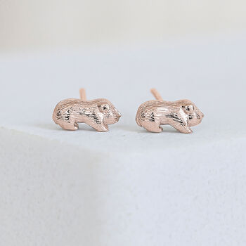 18ct Rose Gold Plated Baby Guinea Pig Earrings, 2 of 8